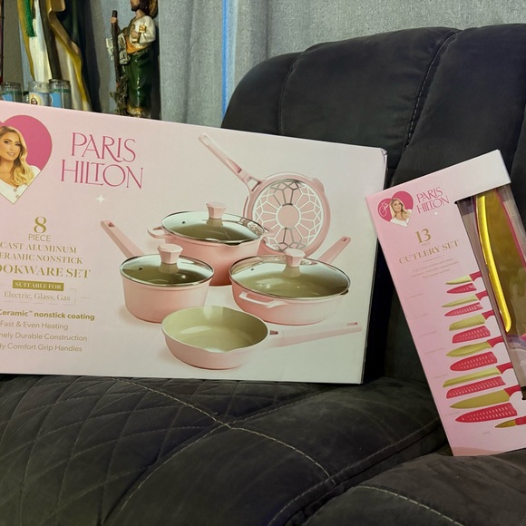 Paris Hilton Pink Cookware and Cutlery Set - Picture 1 of 3
